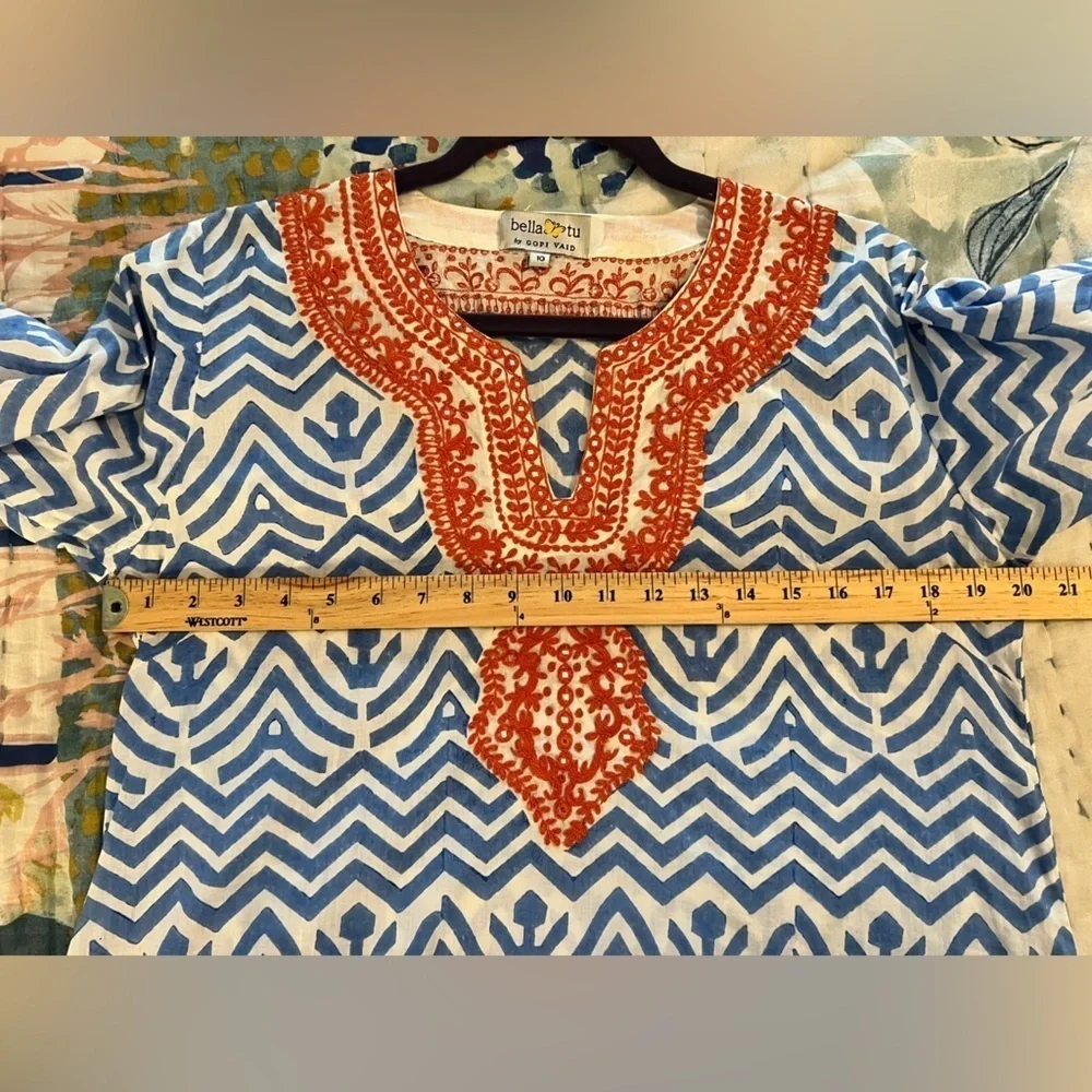 ANTHROPOLOGIE 10 BELLA TU BY GOPI VAID Embroidered Tunic Dress